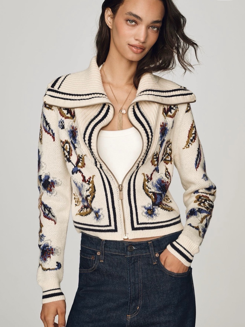 FARM Rio Cream Nature Knit Cardigan Size XS